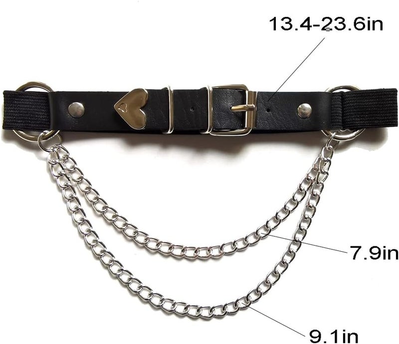 Lockban Adjustable Heart-Shaped Thigh Garter 2 Pieces Punk Leather Garter Belts Leg Garter with Chains Body Accessories - Image 5